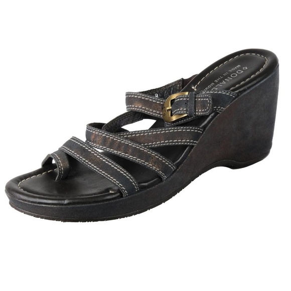 DONALD J PLINER Platform Wedges Sandals Sz. 8 M Shimmery Brown Bronze ITALY - Picture 1 of 7